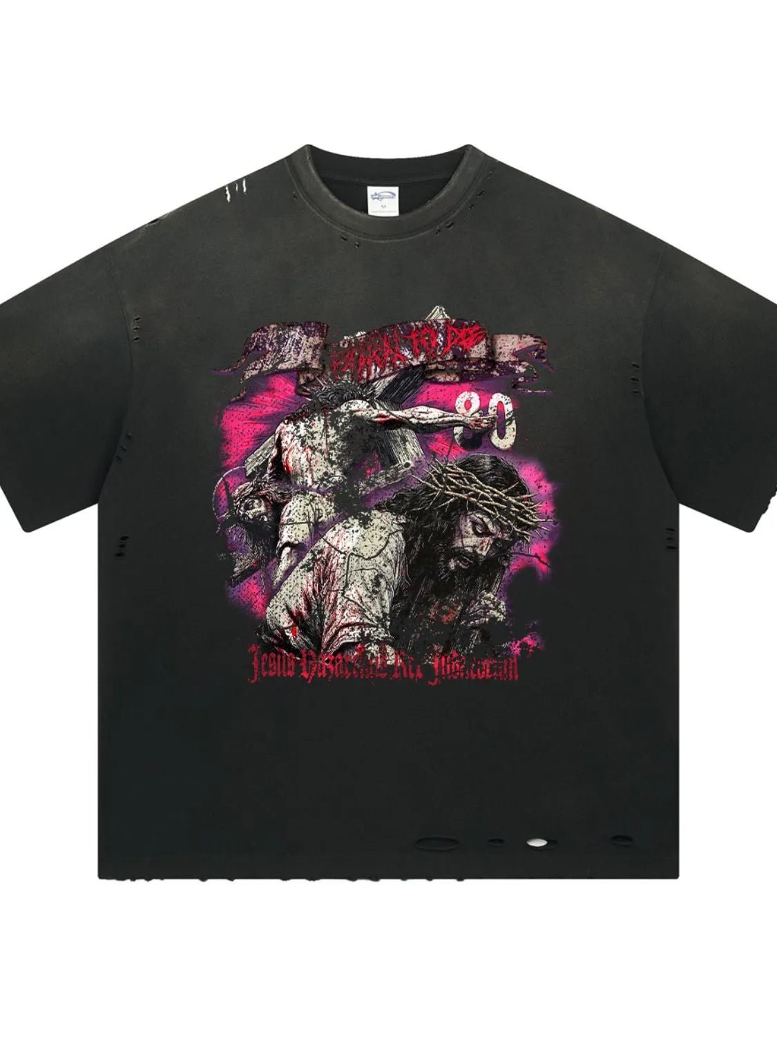 Men's Distressed Detail Round Neck Graphic T-Shirt - Ramm Clothing Ink