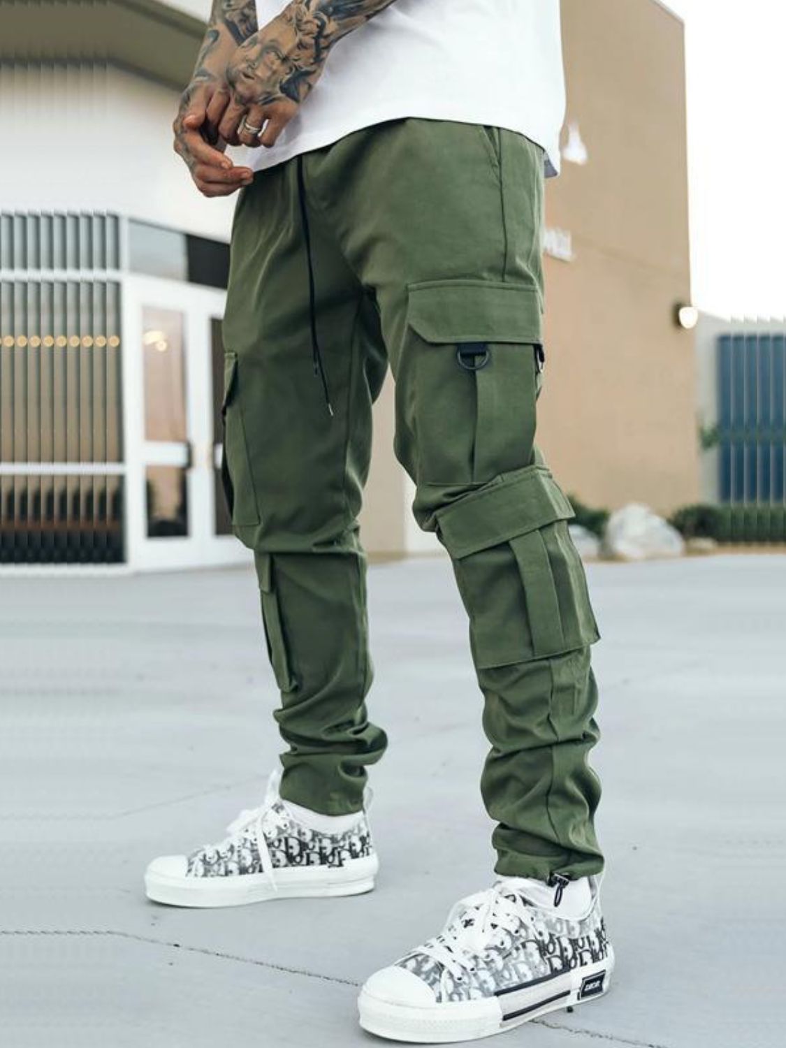 Men's Drawstring Pants with Cargo Pockets - Ramm Clothing Ink