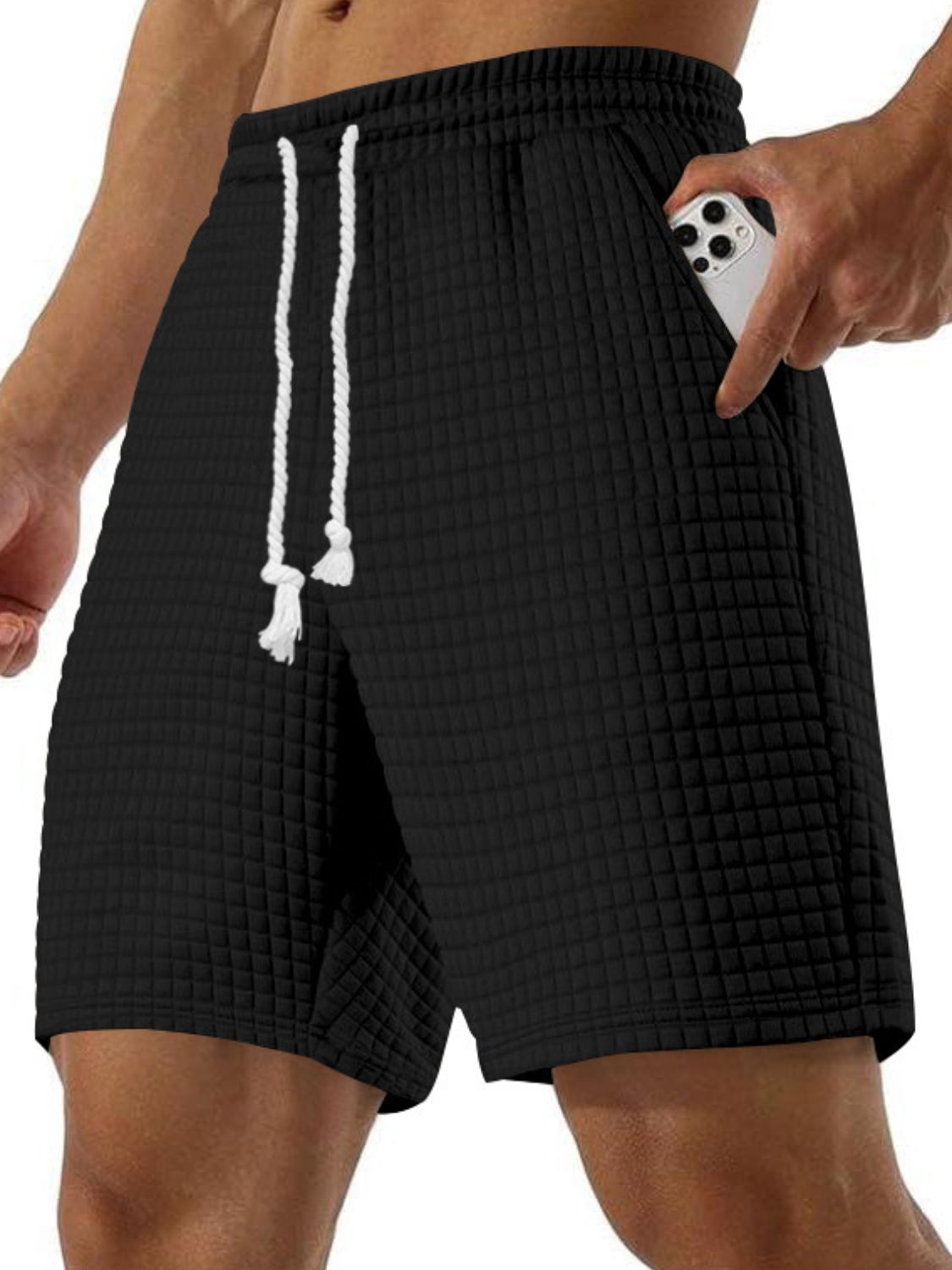 Men's Drawstring Textured Shorts - Ramm Clothing Ink