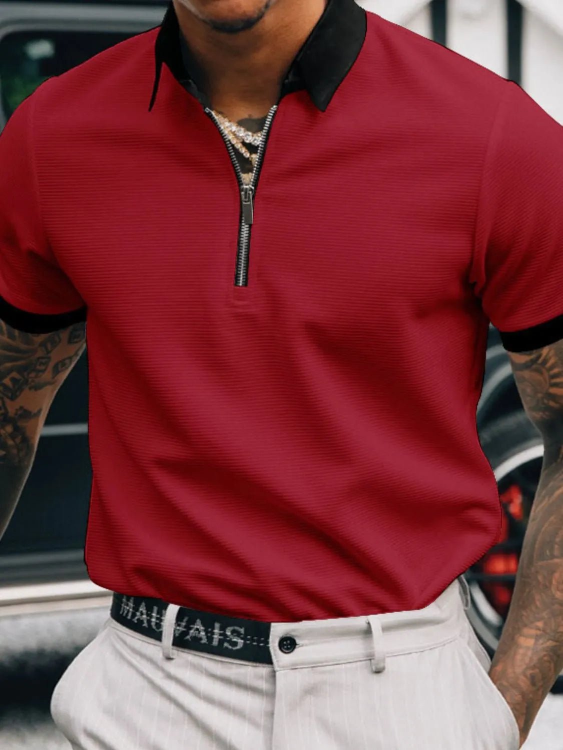 Men's Full Size Collared Neck Short Sleeve Polo Plus Size - Ramm Clothing Ink