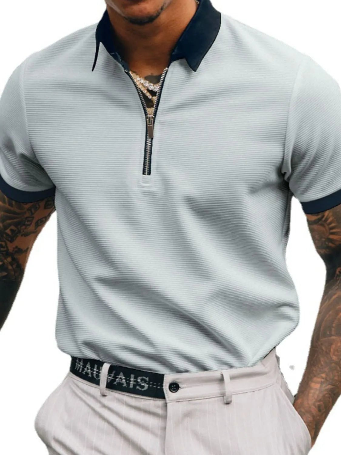 Men's Full Size Collared Neck Short Sleeve Polo Plus Size - Ramm Clothing Ink