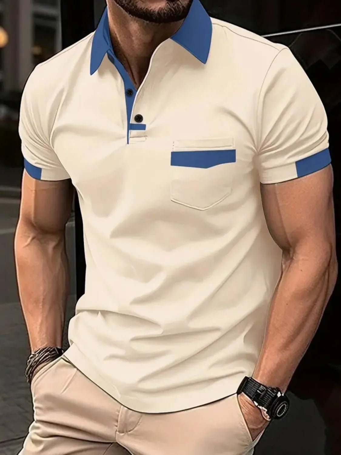 Men's Full Size Contrast Collared Neck Short Sleeve Polo Plus Size - Ramm Clothing Ink