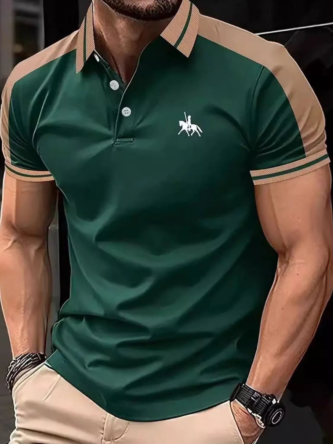 Men's Full Size Embroidered Collared Neck Short Sleeve Polo Plus Size - Ramm Clothing Ink