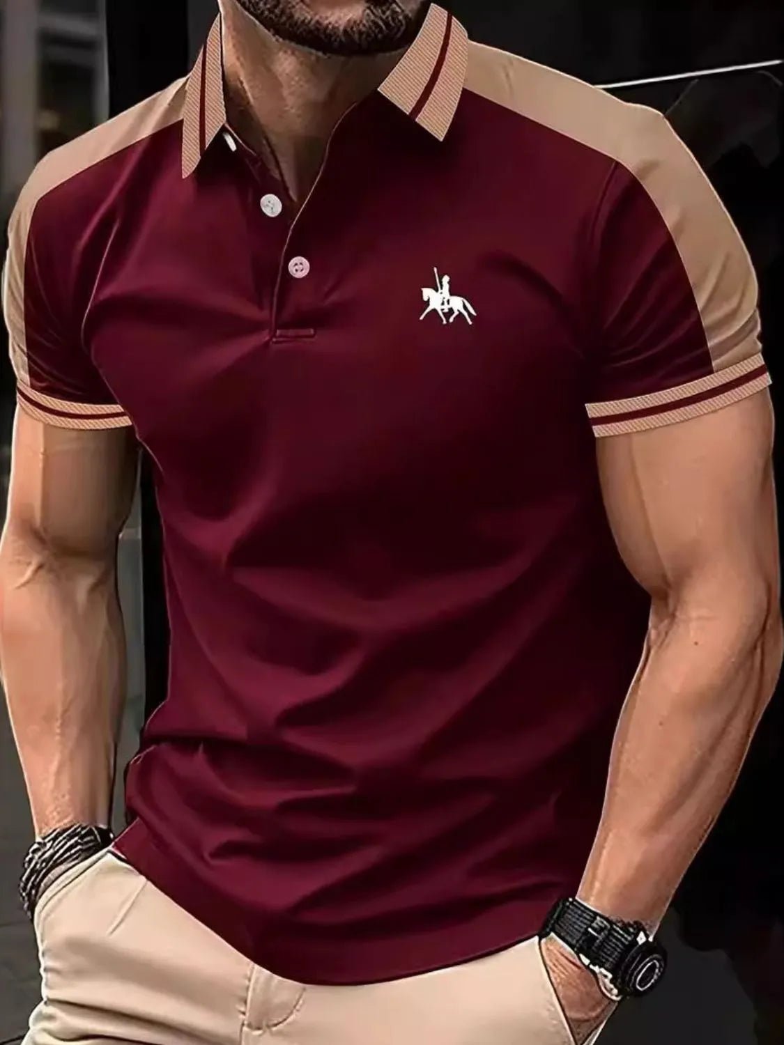 Men's Full Size Embroidered Collared Neck Short Sleeve Polo Plus Size - Ramm Clothing Ink