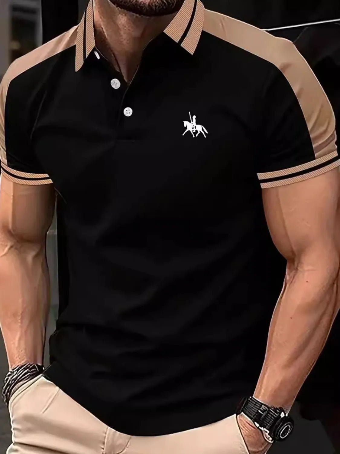 Men's Full Size Embroidered Collared Neck Short Sleeve Polo Plus Size - Ramm Clothing Ink