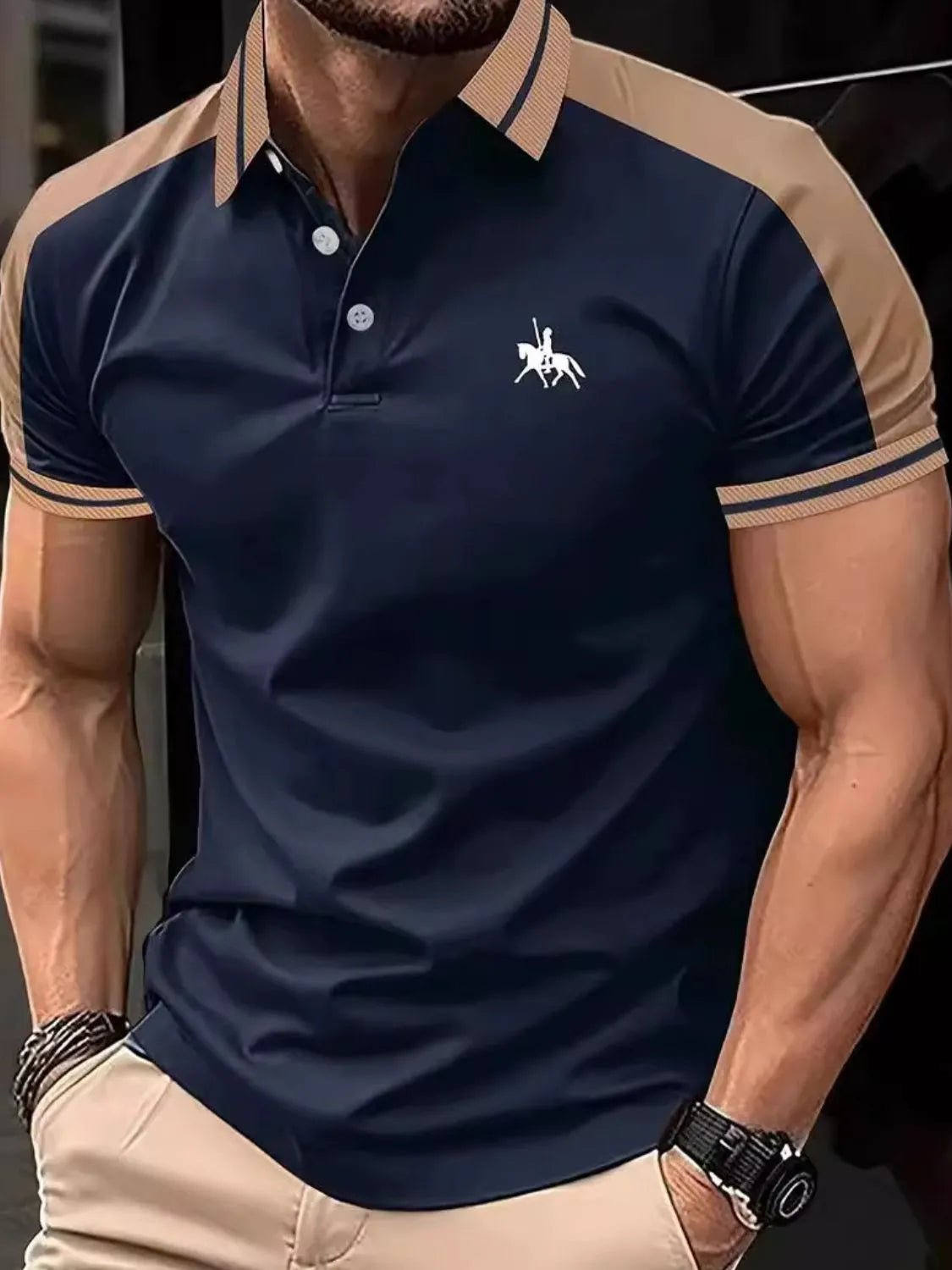 Men's Full Size Embroidered Collared Neck Short Sleeve Polo Plus Size - Ramm Clothing Ink