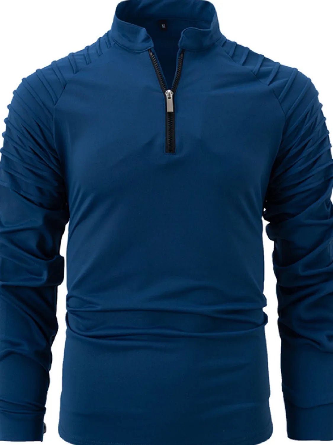Men's Full Size Quarter Zip Long Sleeve Polo Plus Size - Ramm Clothing Ink