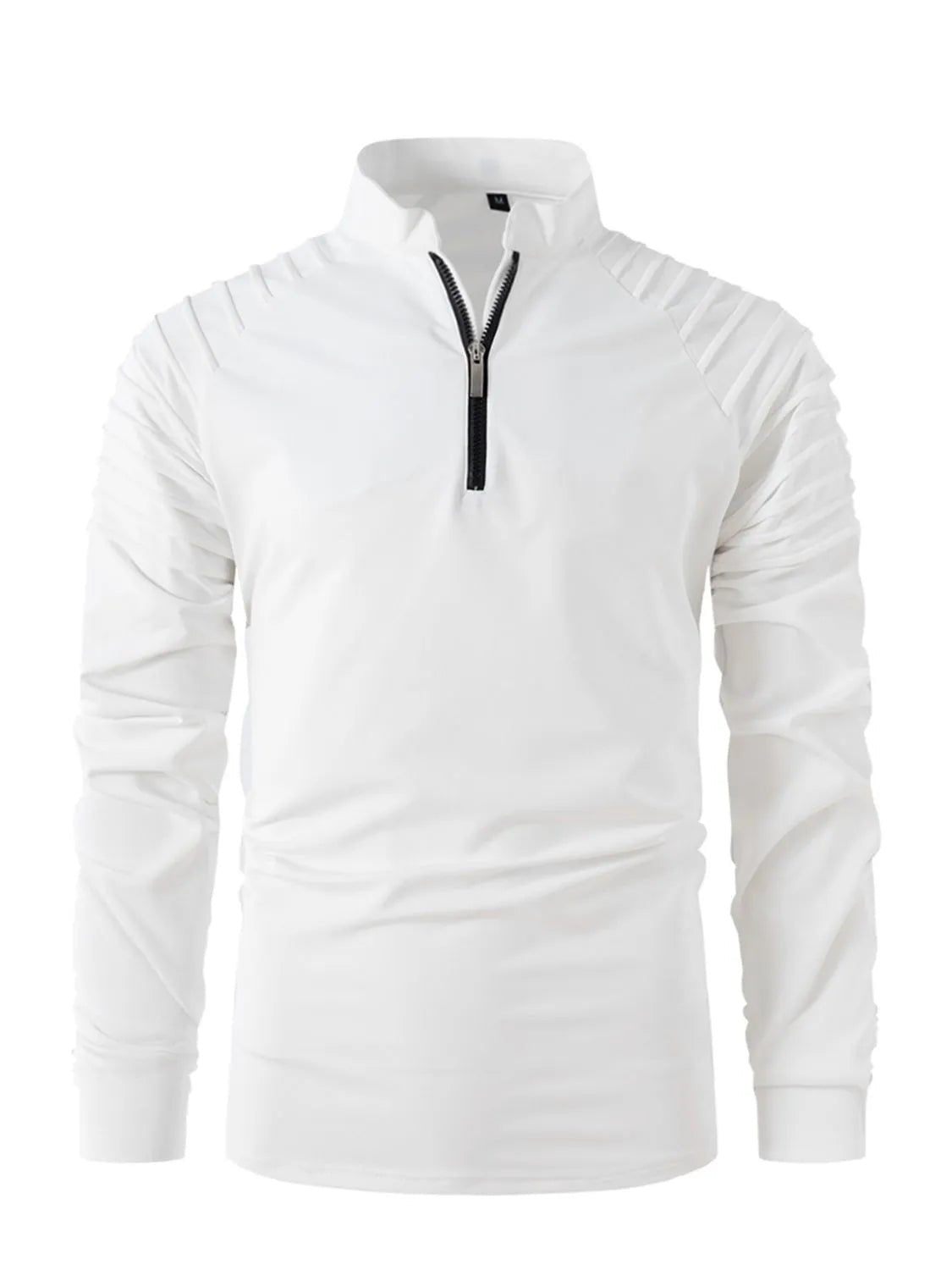 Men's Full Size Quarter Zip Long Sleeve Polo Plus Size - Ramm Clothing Ink