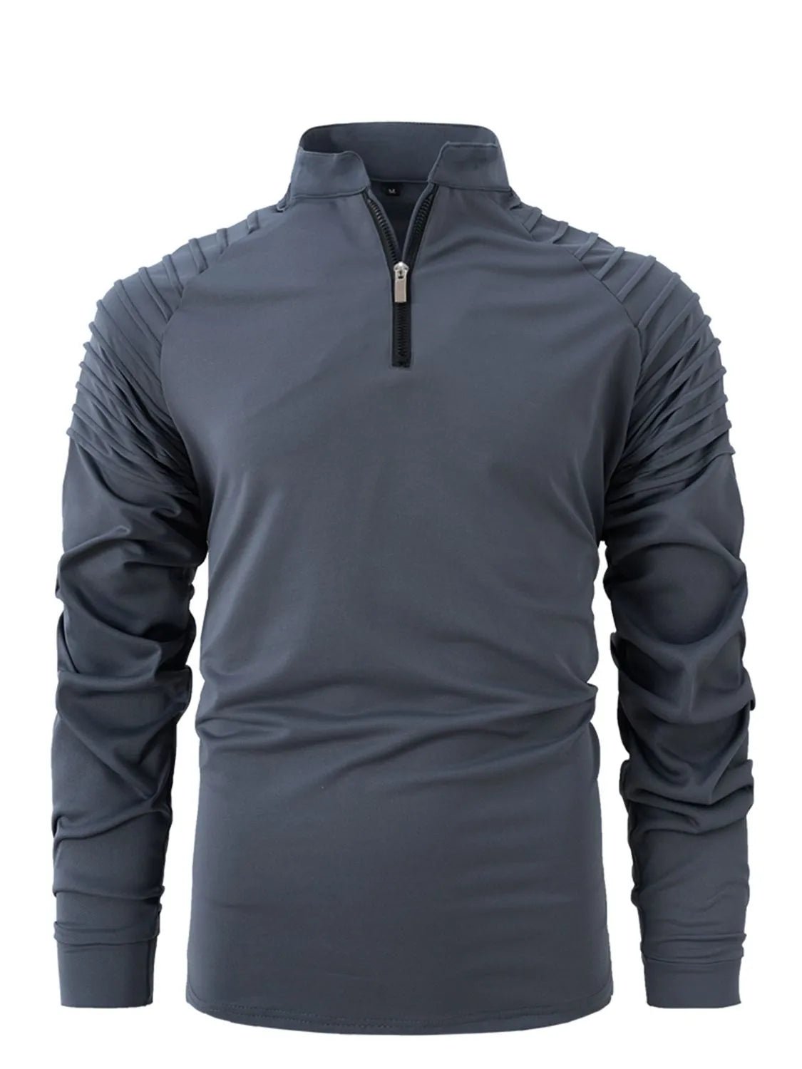 Men's Full Size Quarter Zip Long Sleeve Polo Plus Size - Ramm Clothing Ink