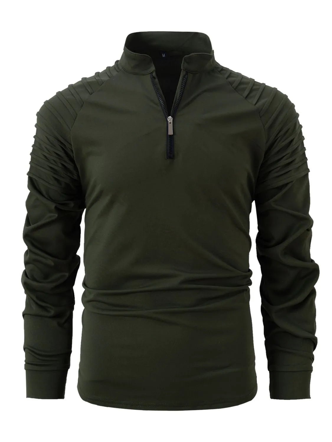 Men's Full Size Quarter Zip Long Sleeve Polo Plus Size - Ramm Clothing Ink