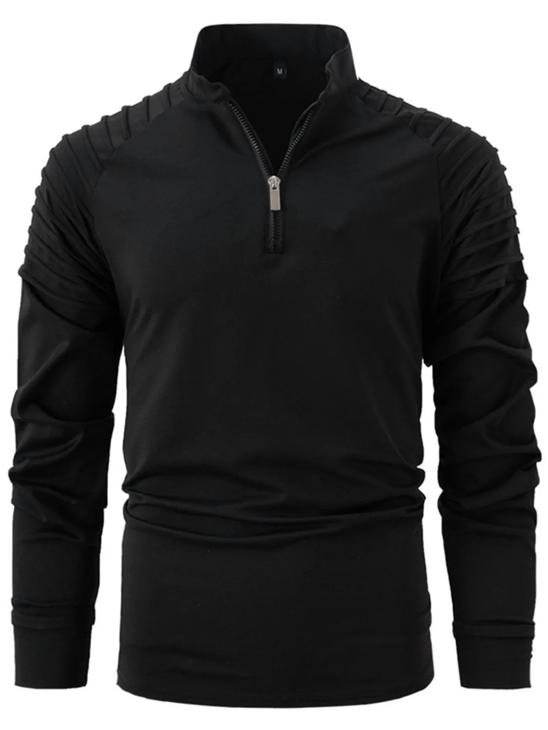 Men's Full Size Quarter Zip Long Sleeve Polo Plus Size - Ramm Clothing Ink