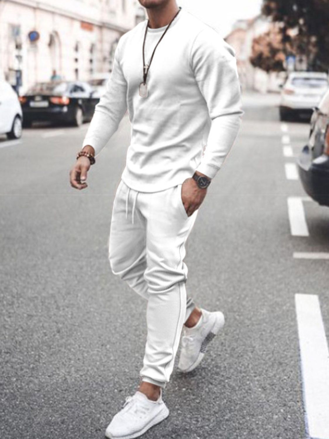 Men's Full Size Round Neck Long Sleeve Top and Pants Set Plus Size - Ramm Clothing Ink