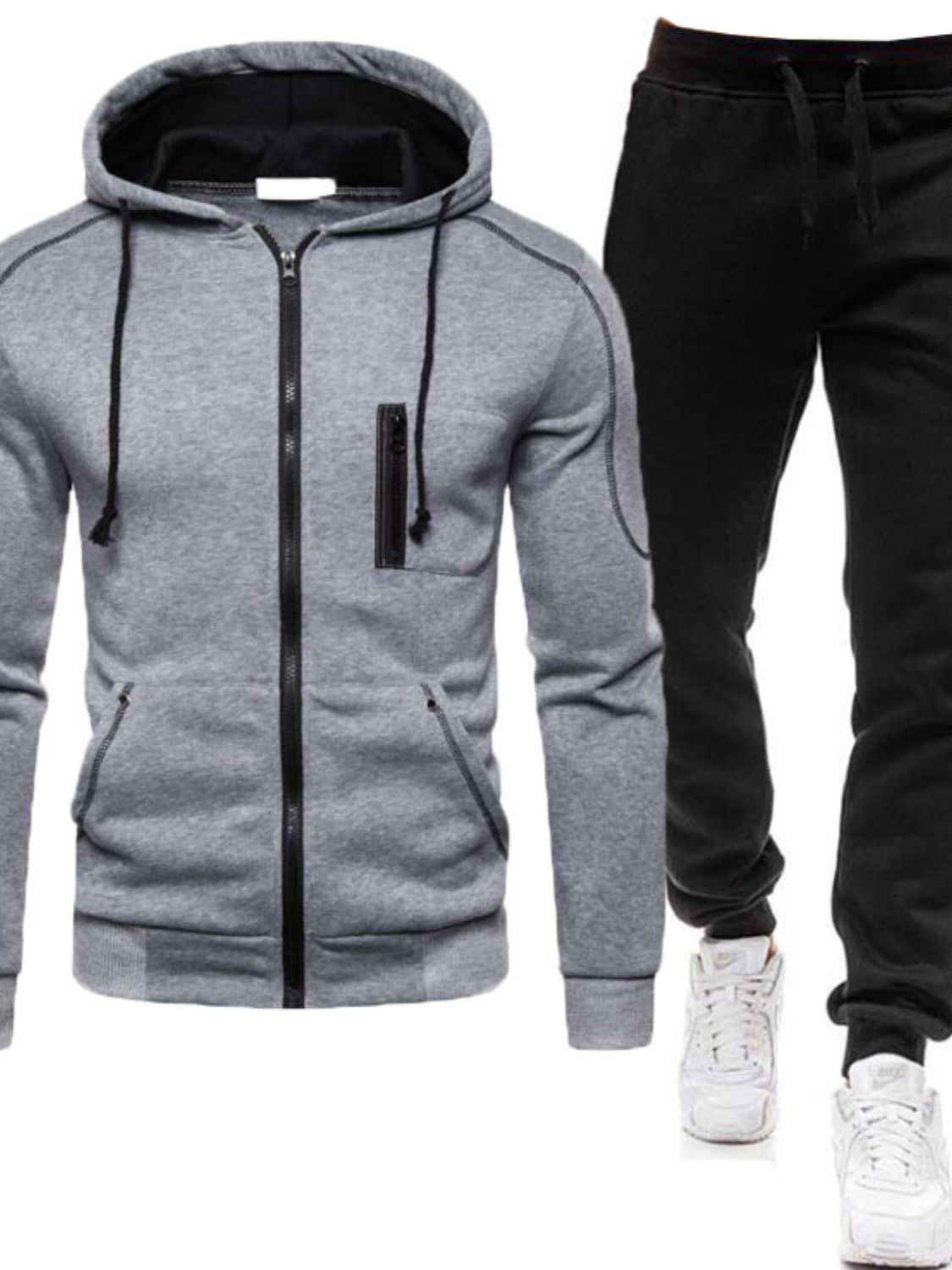 Men's Full Size Zip Up Long Sleeve Hoodie and Pants Set Plus Size - Ramm Clothing Ink