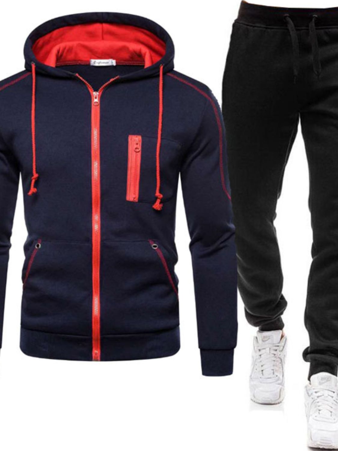 Men's Full Size Zip Up Long Sleeve Hoodie and Pants Set Plus Size - Ramm Clothing Ink