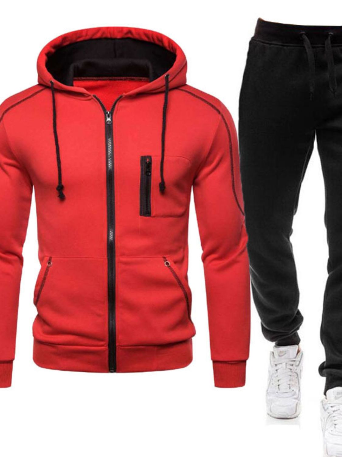 Men's Full Size Zip Up Long Sleeve Hoodie and Pants Set Plus Size - Ramm Clothing Ink