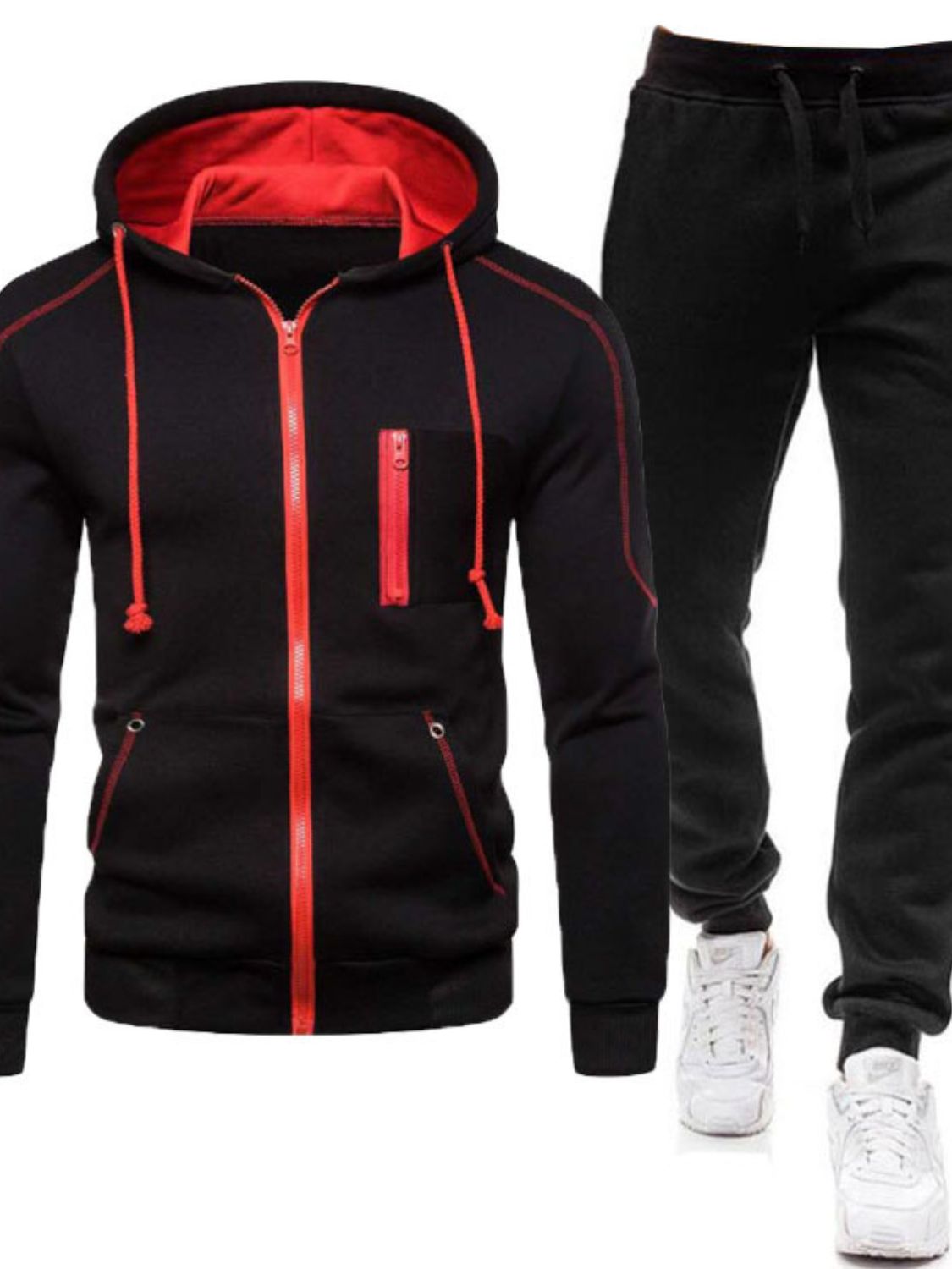 Men's Full Size Zip Up Long Sleeve Hoodie and Pants Set Plus Size - Ramm Clothing Ink