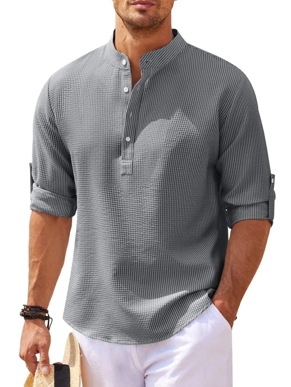 Men's Half Button Long Sleeve Shirt - Ramm Clothing Ink