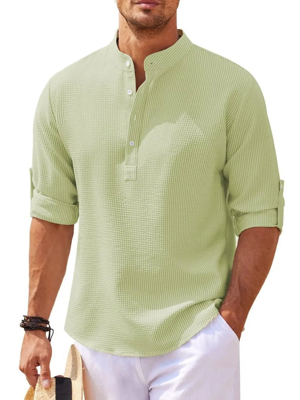 Men's Half Button Long Sleeve Shirt - Ramm Clothing Ink
