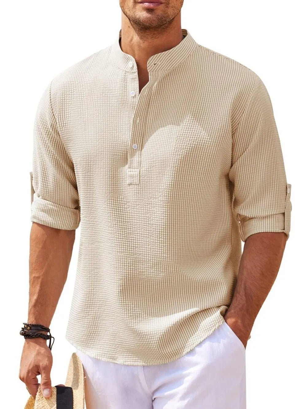 Men's Half Button Long Sleeve Shirt - Ramm Clothing Ink