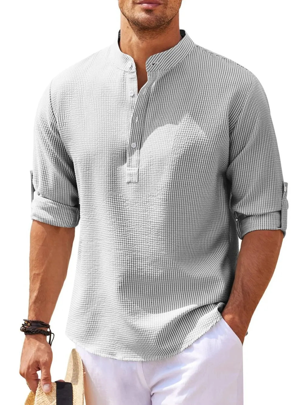 Men's Half Button Long Sleeve Shirt - Ramm Clothing Ink