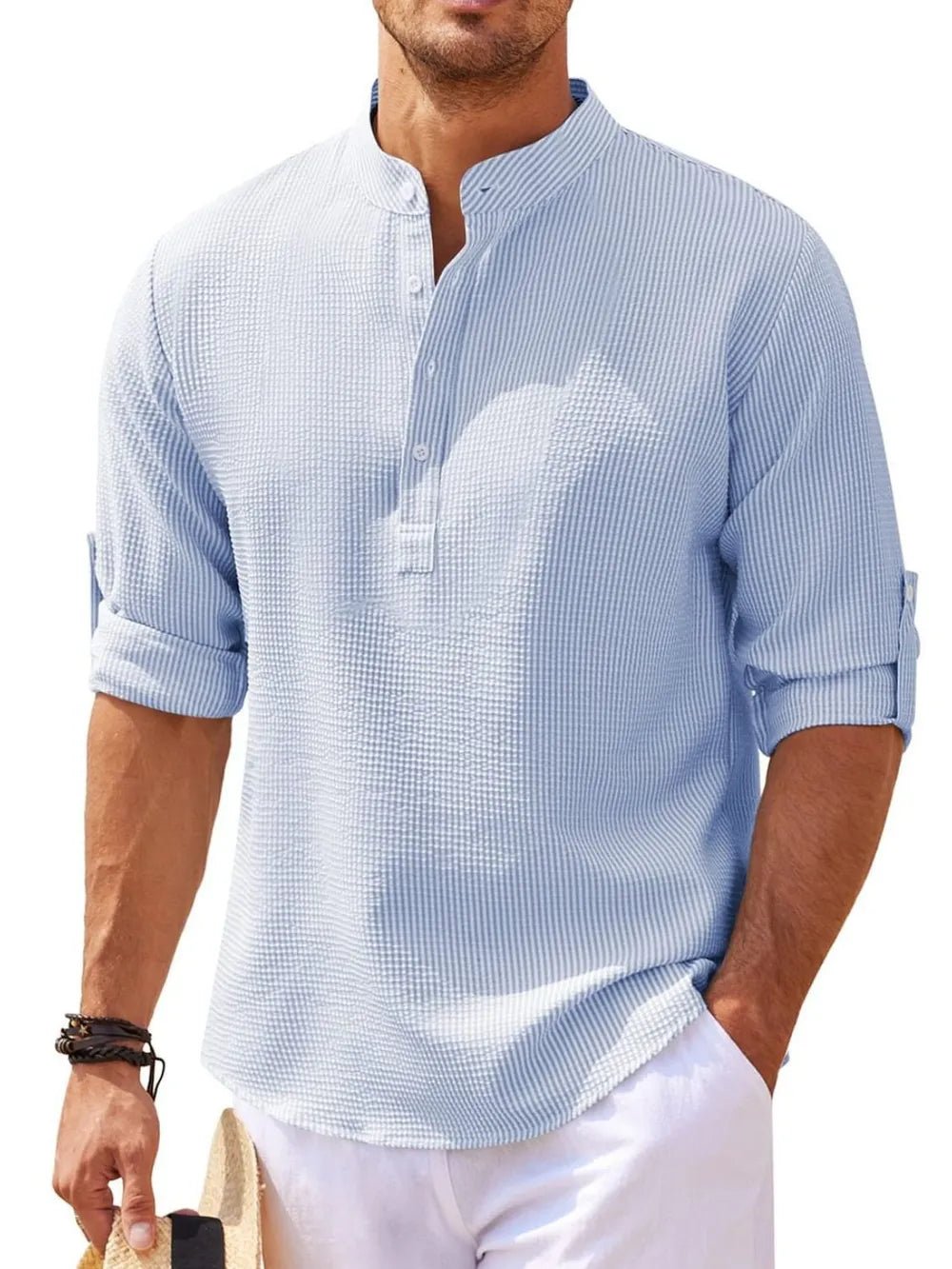 Men's Half Button Long Sleeve Shirt - Ramm Clothing Ink