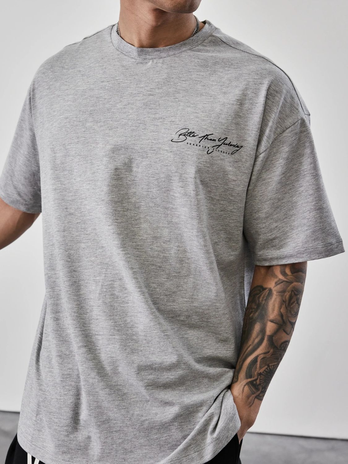 Men's Plus Size Letter Graphic Round Neck Half Sleeve T-Shirt - Ramm Clothing Ink