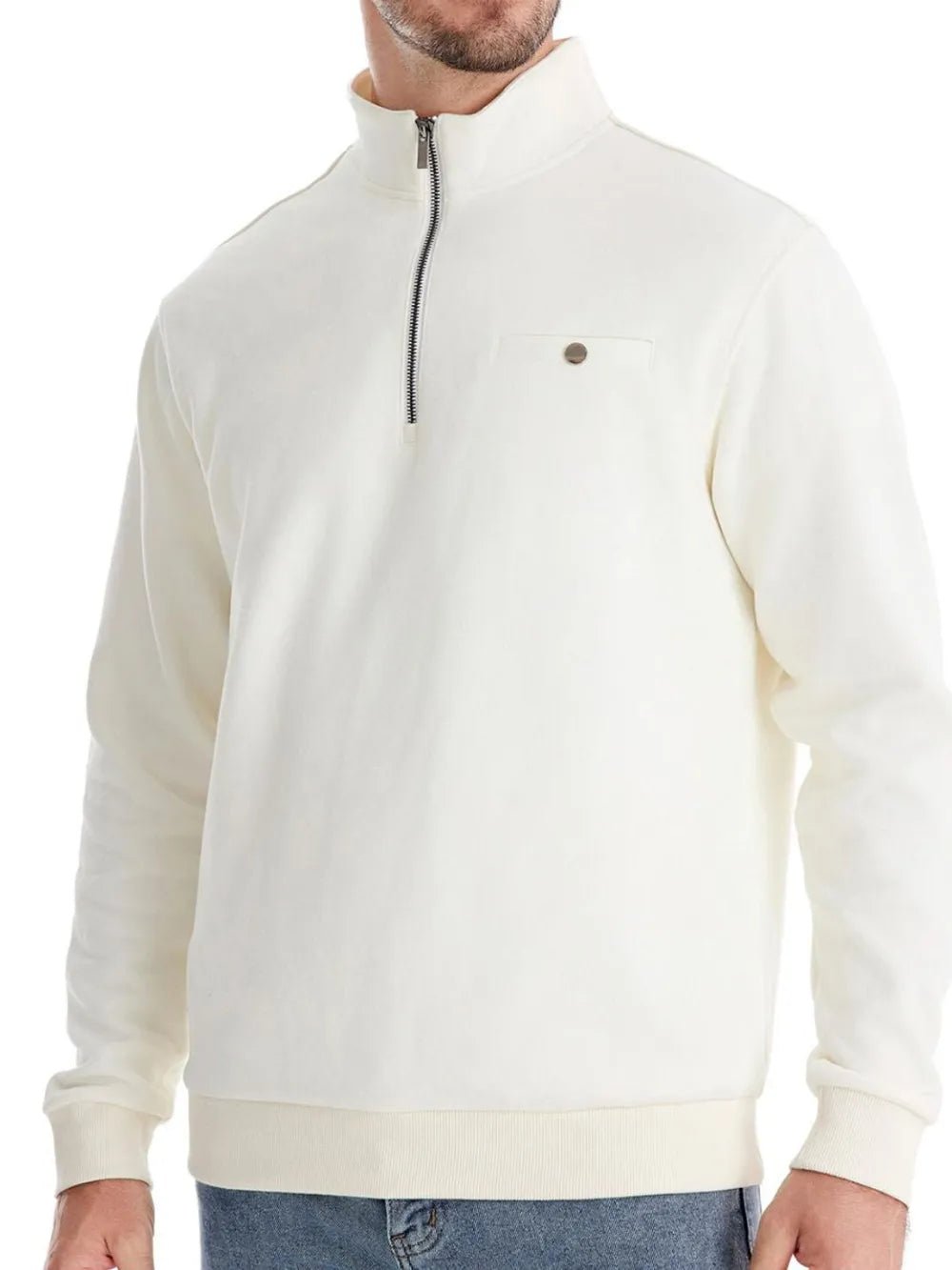 Men's Quarter Zip Long Sleeve Sweatshirt - Ramm Clothing Ink