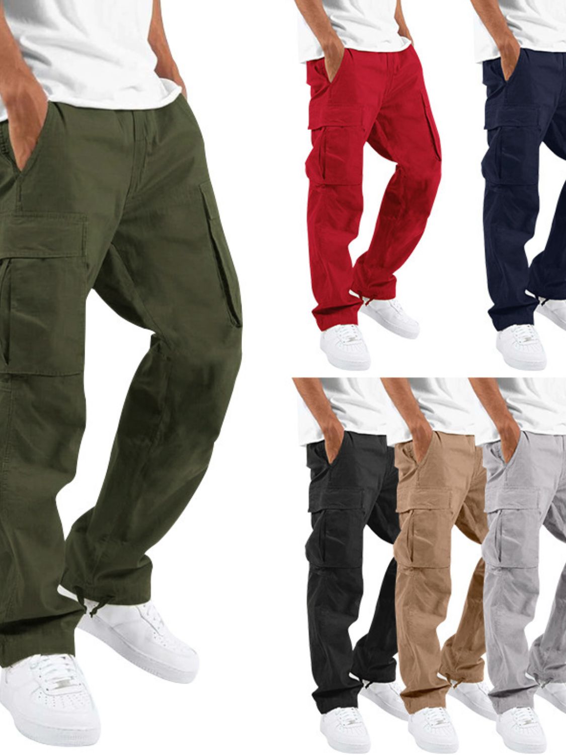 Men's Straight Multi Pocket Cargo Pants - Ramm Clothing Ink