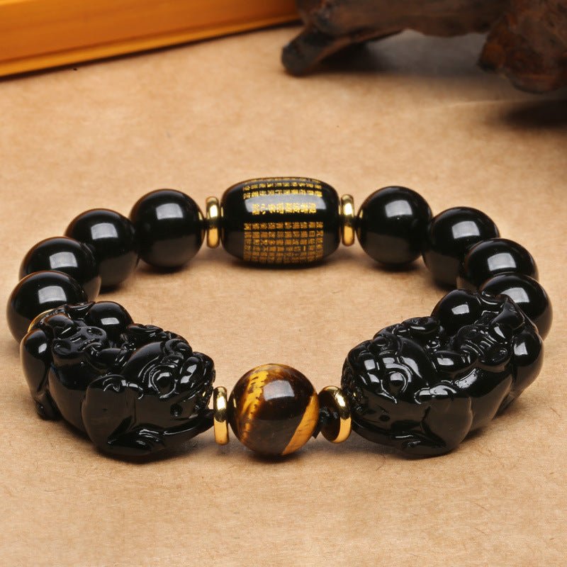 Natural Mexican gold obsidian double PI xiu bracelet - Ramm Clothing Ink