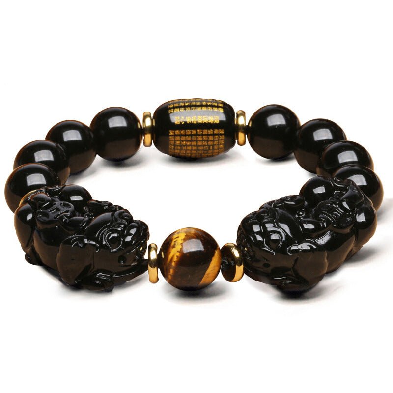 Natural Mexican gold obsidian double PI xiu bracelet - Ramm Clothing Ink