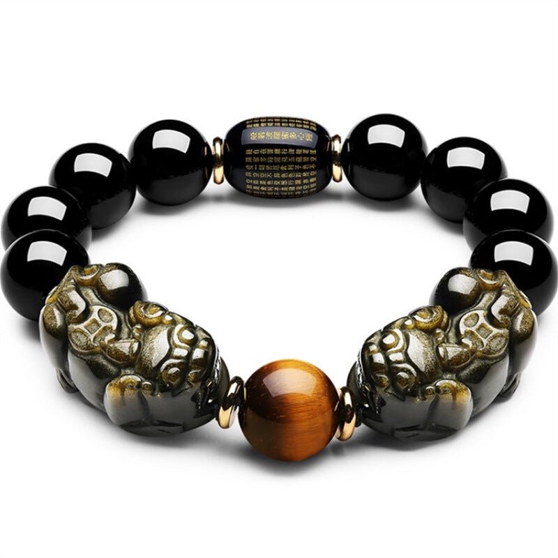 Natural Mexican gold obsidian double PI xiu bracelet - Ramm Clothing Ink