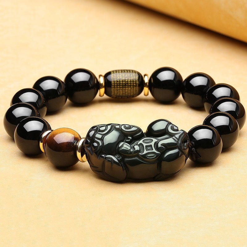 Natural Mexican gold obsidian double PI xiu bracelet - Ramm Clothing Ink