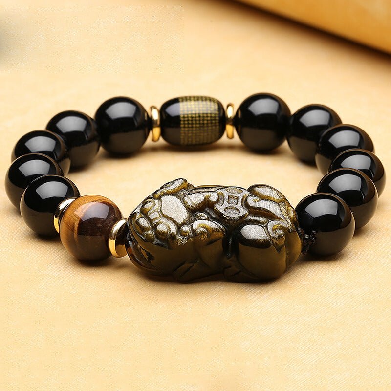 Natural Mexican gold obsidian double PI xiu bracelet - Ramm Clothing Ink
