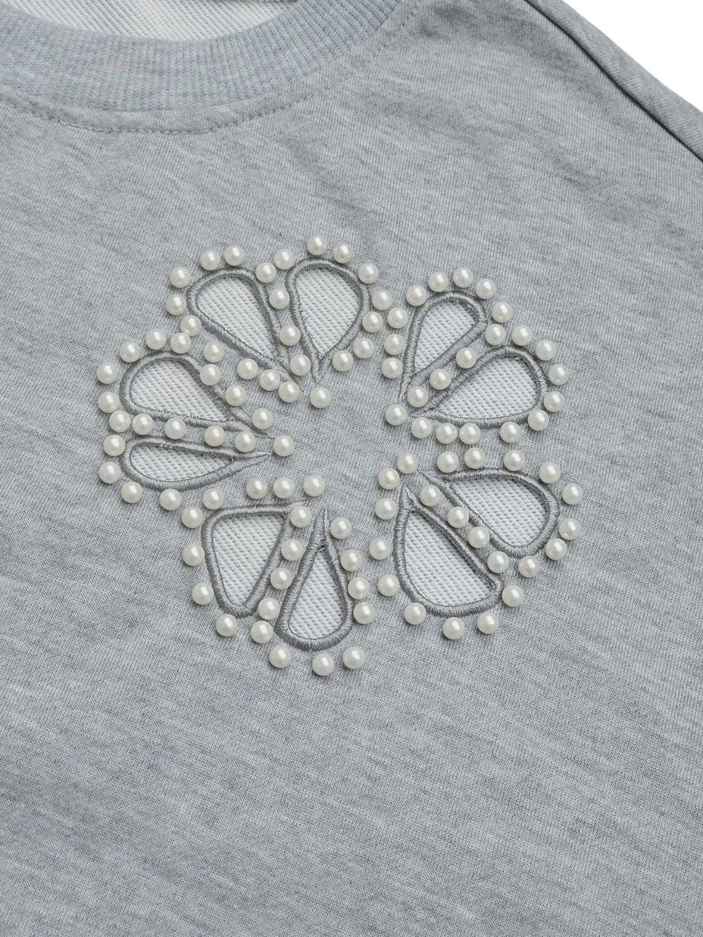 Perfee Cutout Pearl Round Neck Long Sleeve Sweatshirt - Ramm Clothing Ink