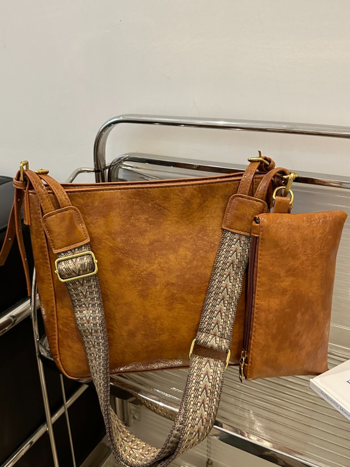 PU Leather Adjustable Strap Crossbody Bag with Pouch - Ramm Clothing Ink
