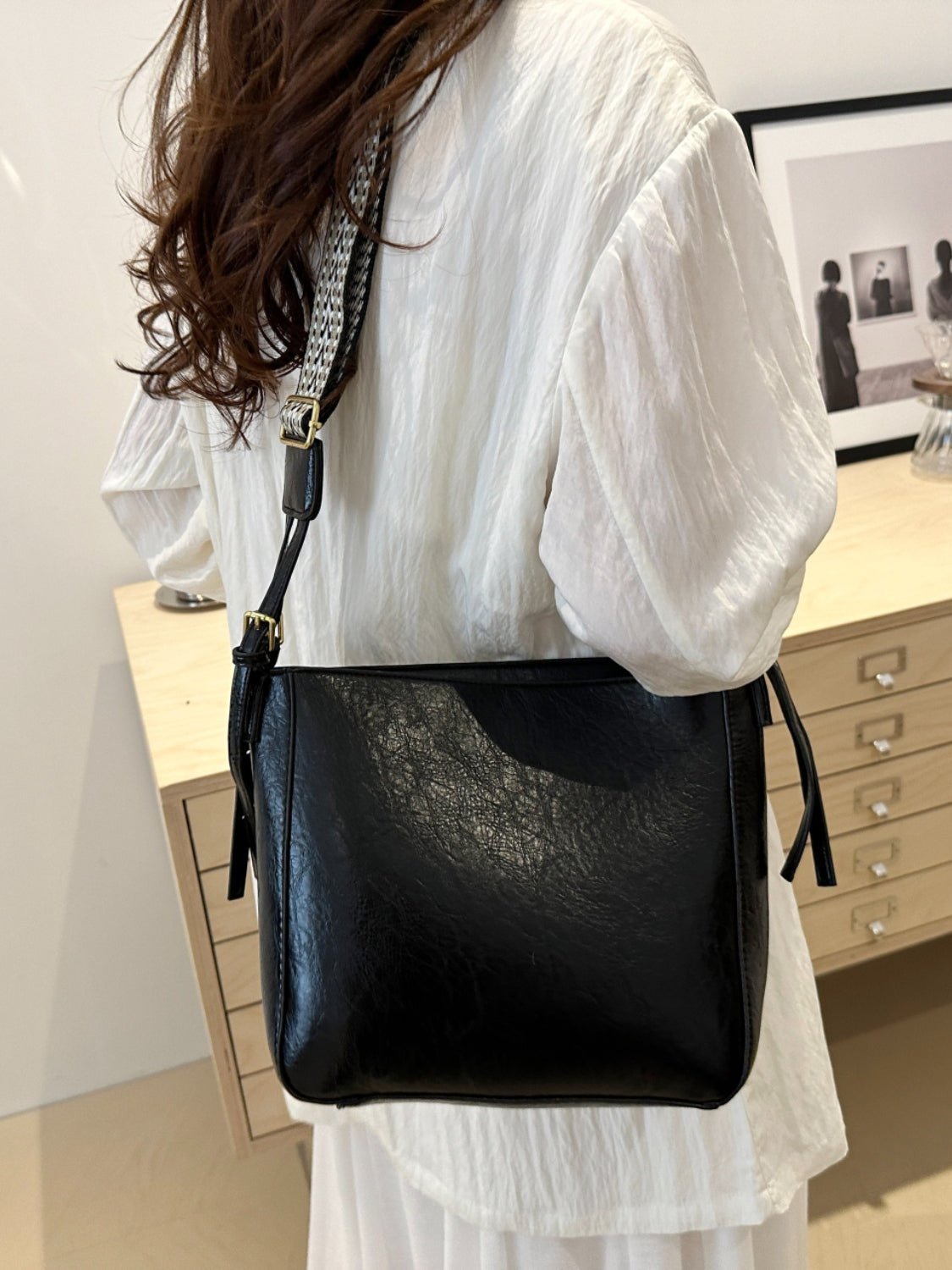 PU Leather Adjustable Strap Crossbody Bag with Pouch - Ramm Clothing Ink