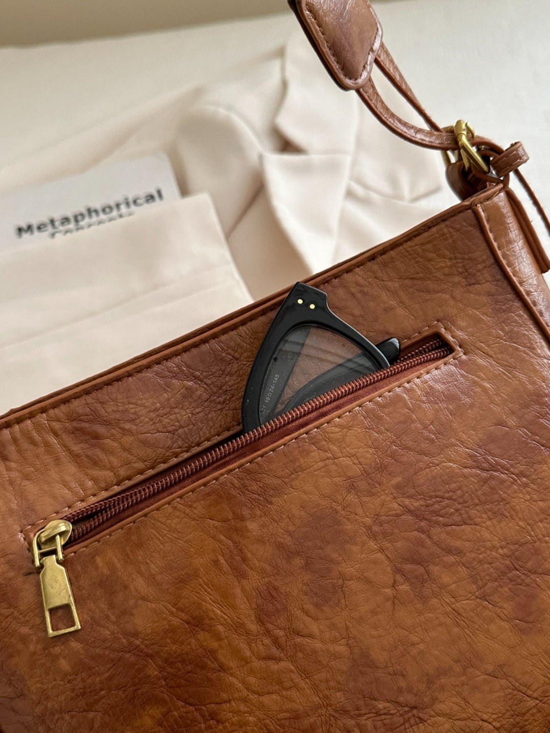 PU Leather Adjustable Strap Crossbody Bag with Pouch - Ramm Clothing Ink