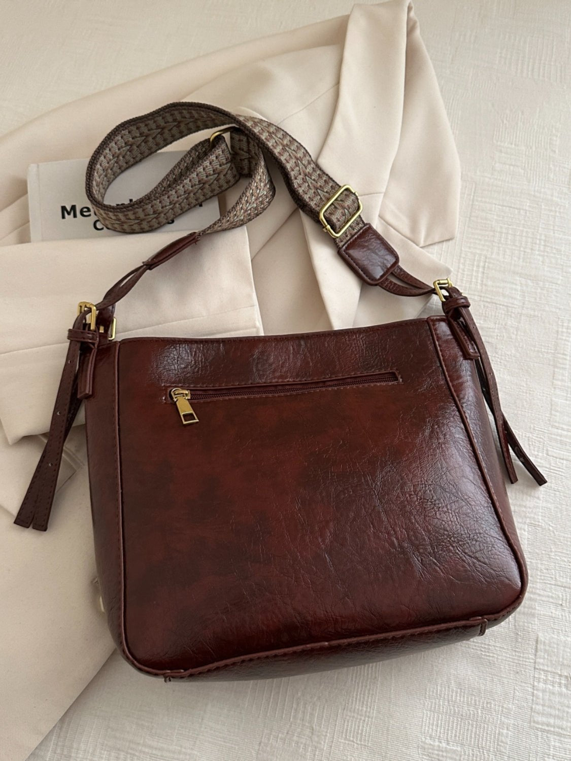 PU Leather Adjustable Strap Crossbody Bag with Pouch - Ramm Clothing Ink