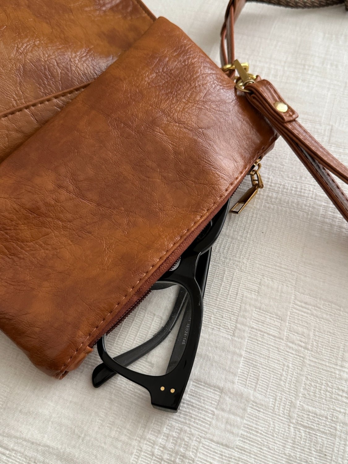 PU Leather Adjustable Strap Crossbody Bag with Pouch - Ramm Clothing Ink