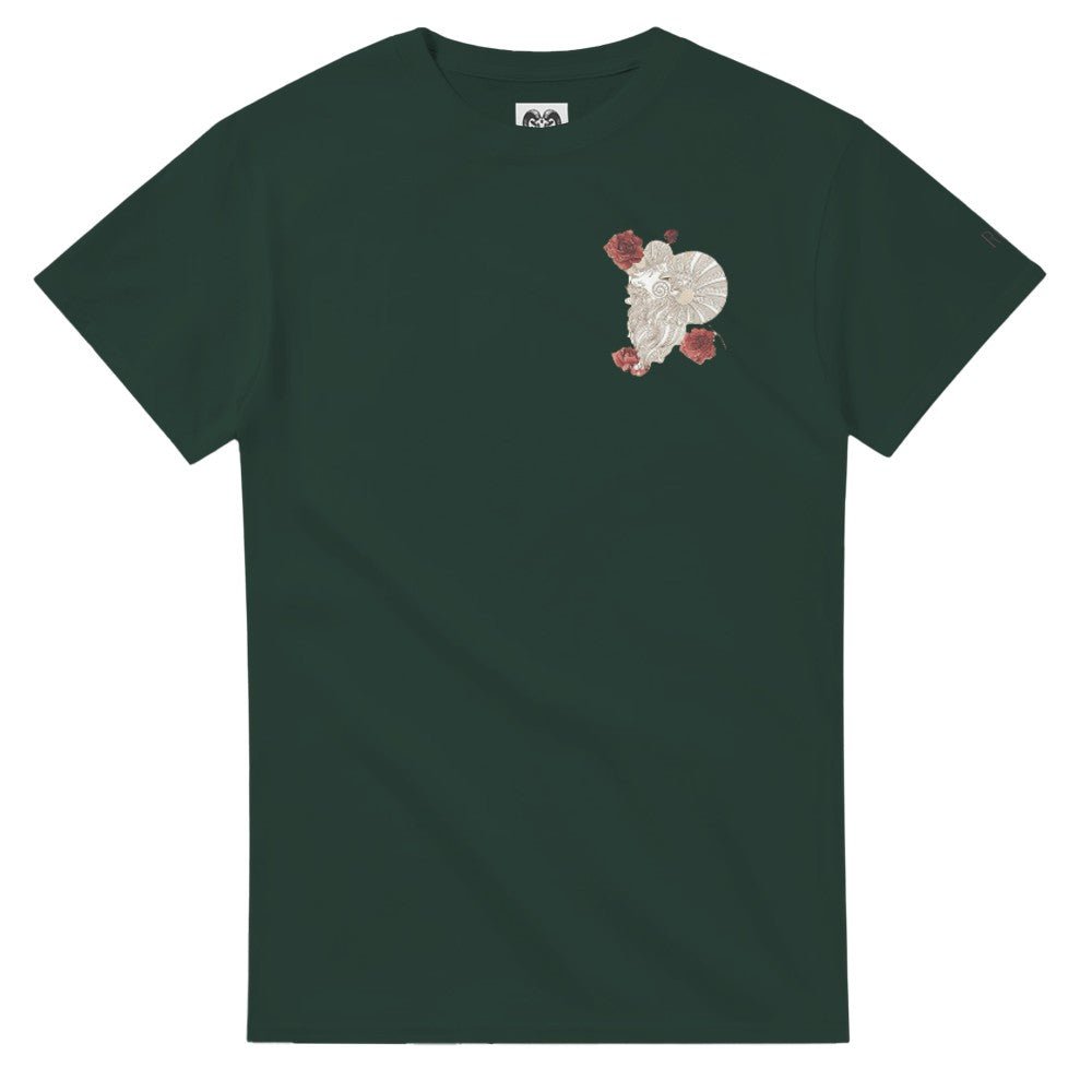 Ramm Original T-Shirt - Ancient Ram with Beautiful Roses Design - Ramm Clothing Ink