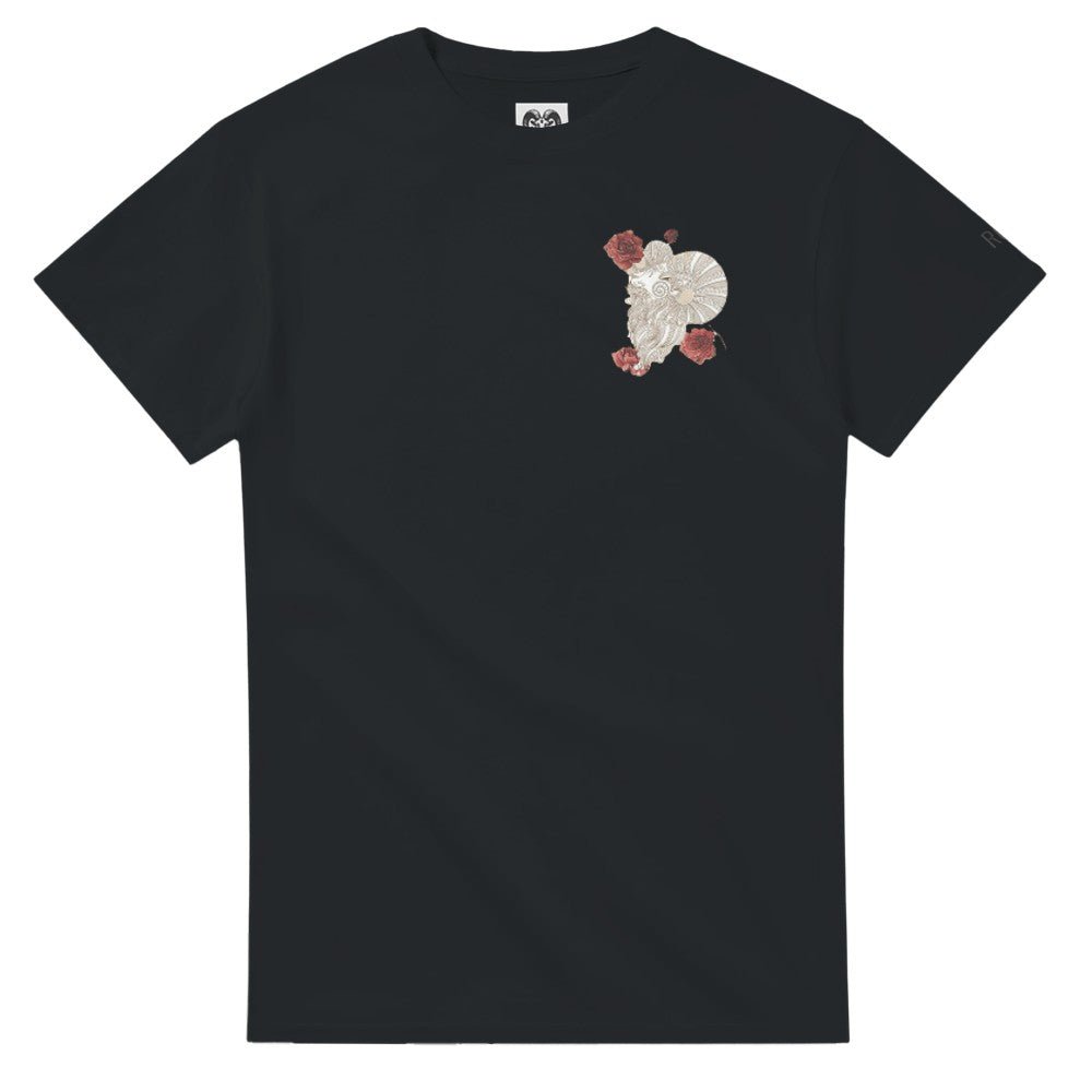 Ramm Original T-Shirt - Ancient Ram with Beautiful Roses Design - Ramm Clothing Ink
