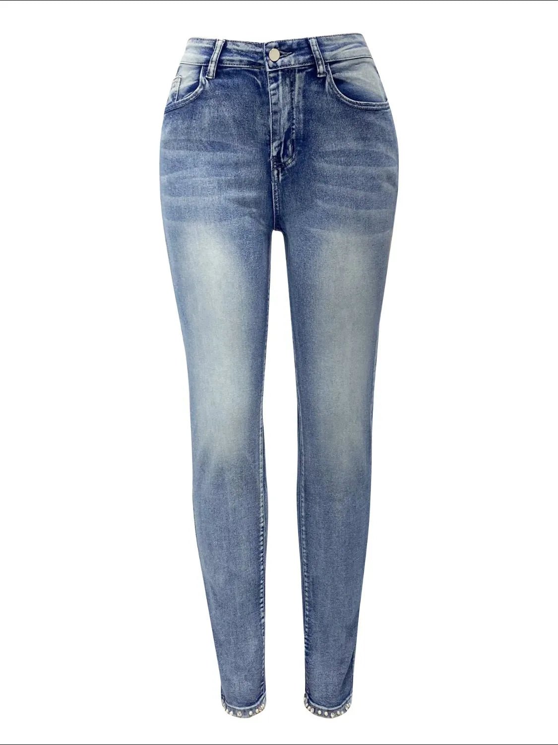 Rhinestone Butterfly Jeans with Pockets - Ramm Clothing Ink