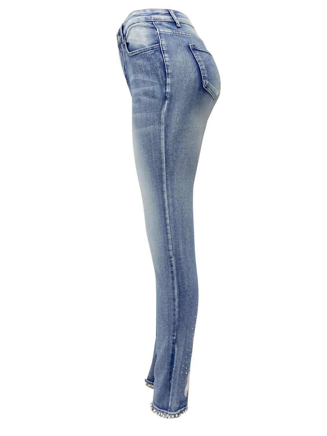 Rhinestone Butterfly Jeans with Pockets - Ramm Clothing Ink