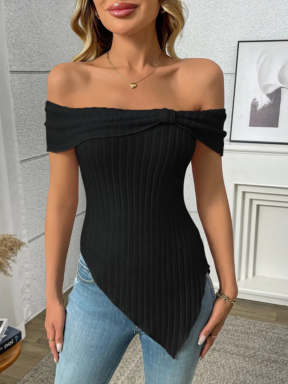 Ribbed Off-Shoulder