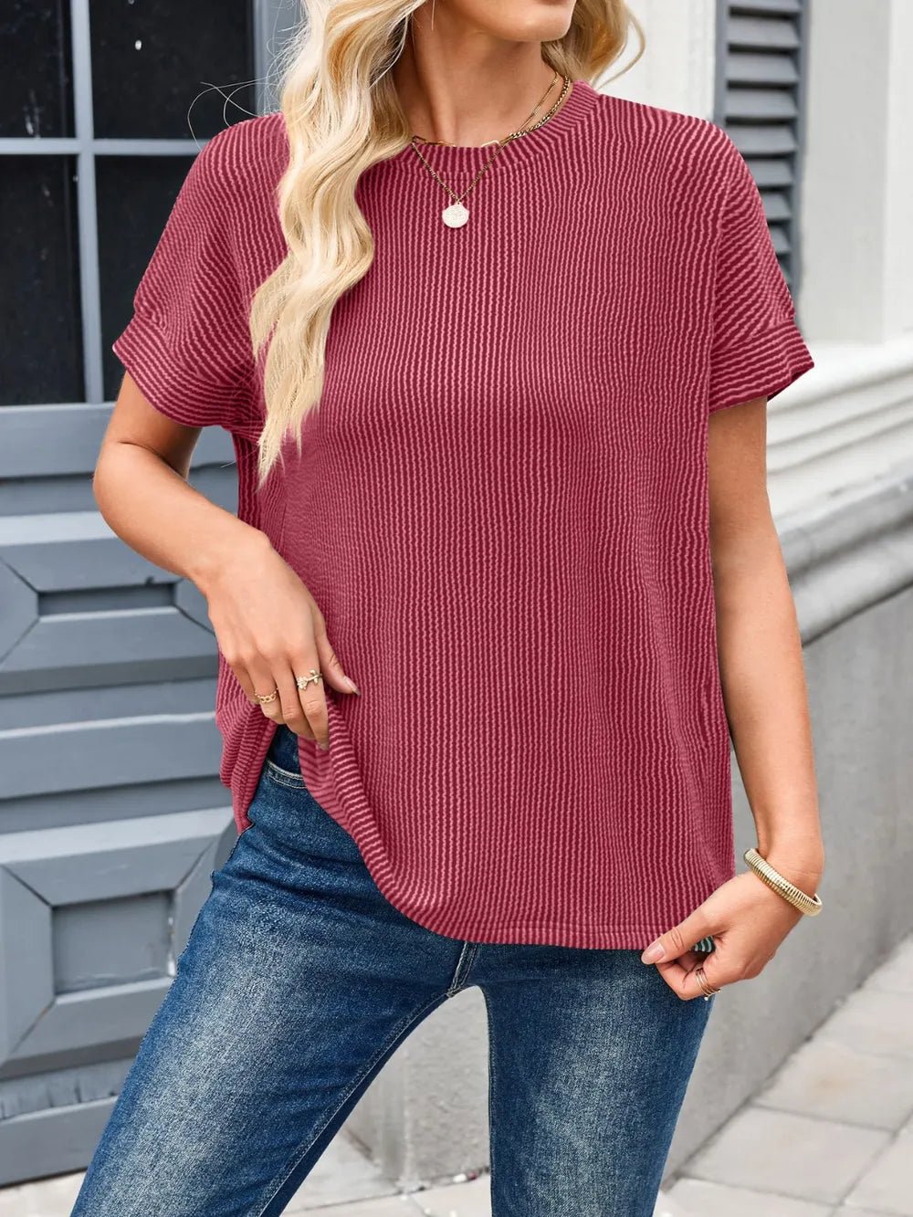 Round Neck Short Sleeve Rib T-Shirt - Ramm Clothing Ink