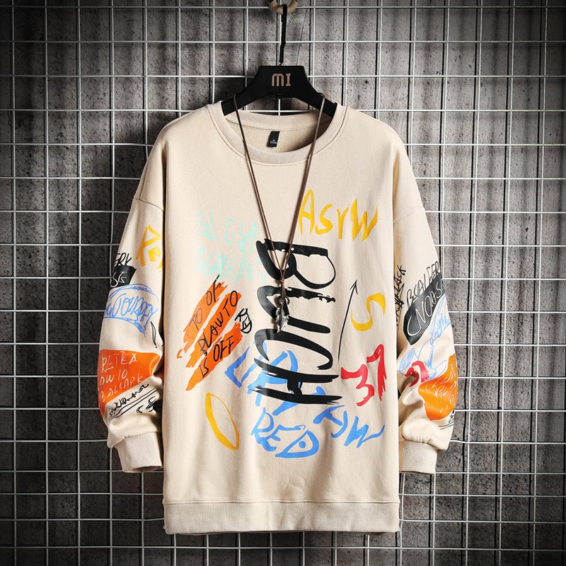 SingleRoad Mens Crewneck Sweatshirt Men Harajuku Oversized Japanese Streetwear Hip Hop Black Hoodie Men Sweatshirts Hoodies - Ramm Clothing Ink