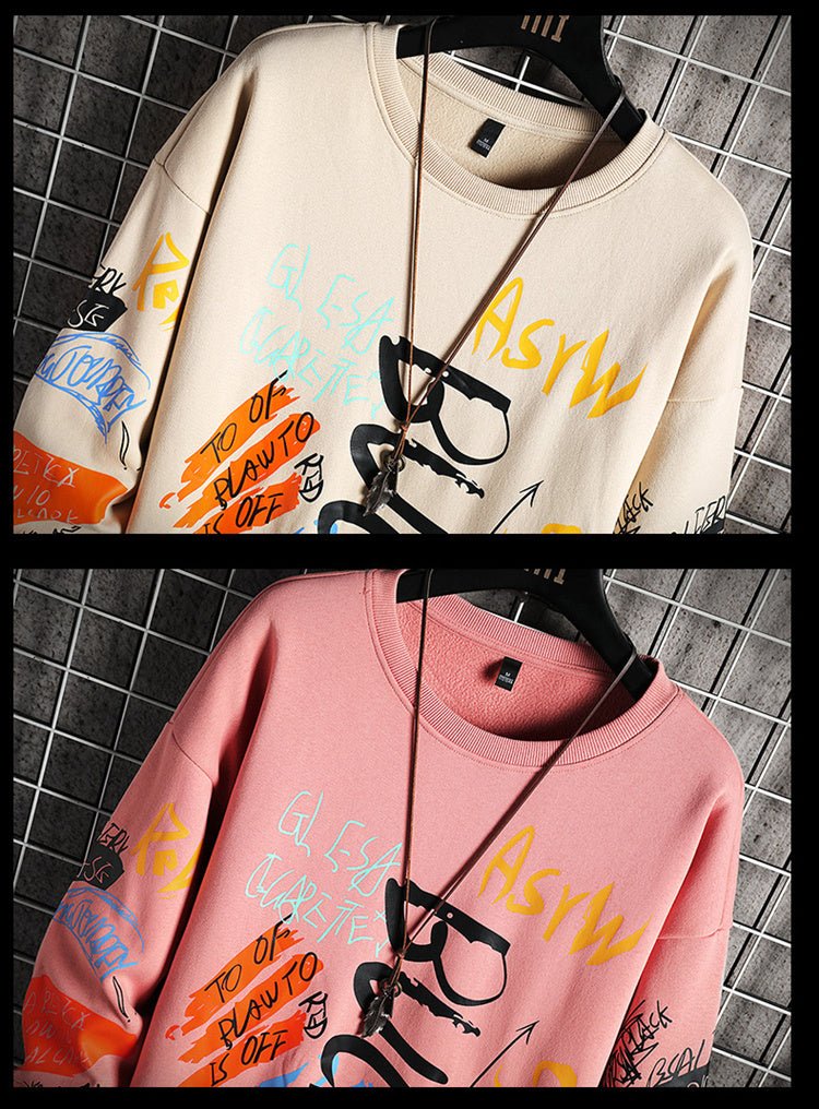 SingleRoad Mens Crewneck Sweatshirt Men Harajuku Oversized Japanese Streetwear Hip Hop Black Hoodie Men Sweatshirts Hoodies - Ramm Clothing Ink