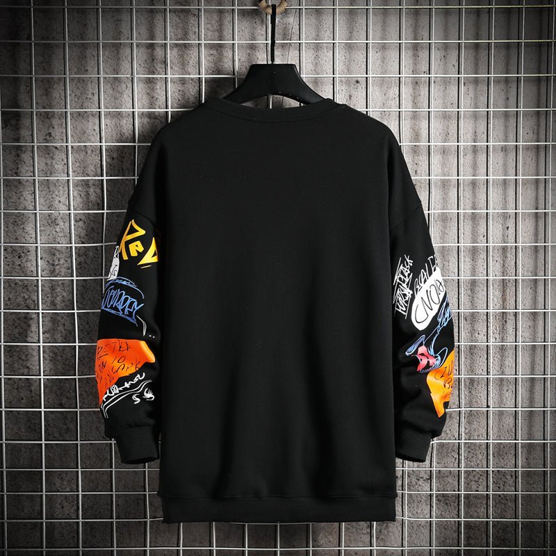 SingleRoad Mens Crewneck Sweatshirt Men Harajuku Oversized Japanese Streetwear Hip Hop Black Hoodie Men Sweatshirts Hoodies - Ramm Clothing Ink