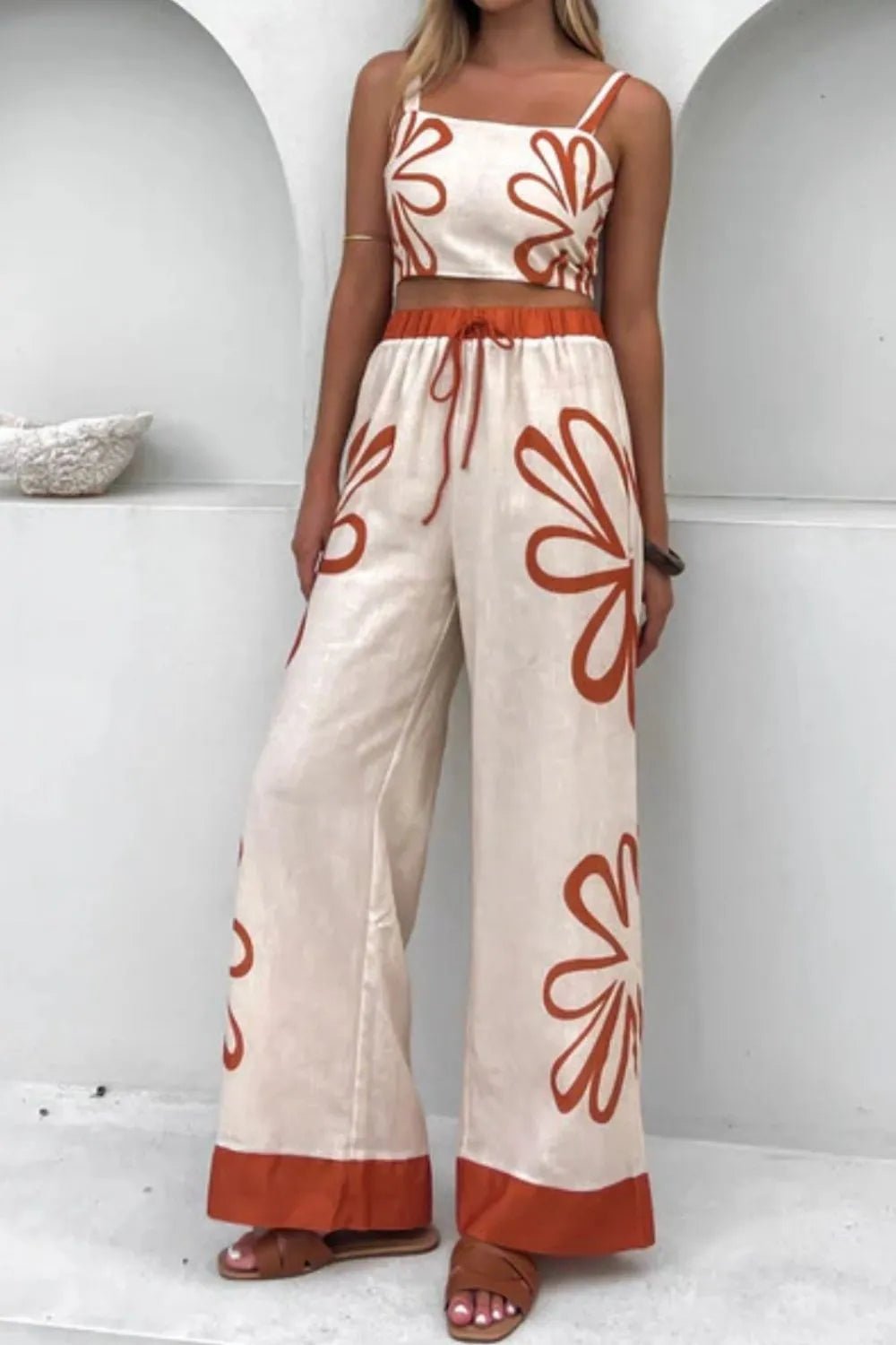 Smocked Square Neck Cami and Pants Set - Ramm Clothing Ink