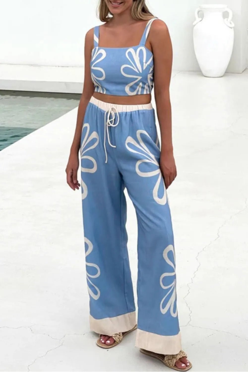 Smocked Square Neck Cami and Pants Set - Ramm Clothing Ink